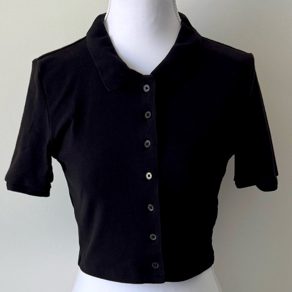 Sunday Best Tops - Sunday Best Black Cropped Polo Top 🖤